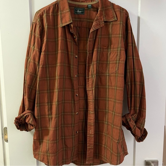 Bass Burnt Orange Plaid Flannel Button Down Shirt - Picture 6 of 10